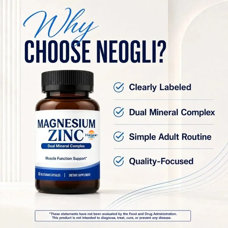 Magnesium Zinc Capsules with Dual Mineral Complex, 60 Veg Capsules