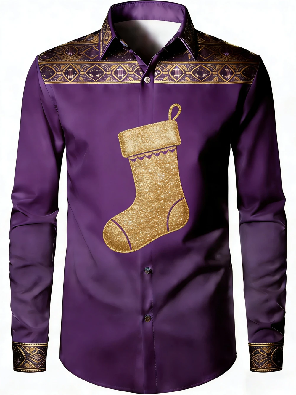 

Men's Festive Christmas New Year Festive Pattern 3D Printed Shirt Long Sleeve Lapel Button Hawaiian Beach Shirt Party Men Clothe