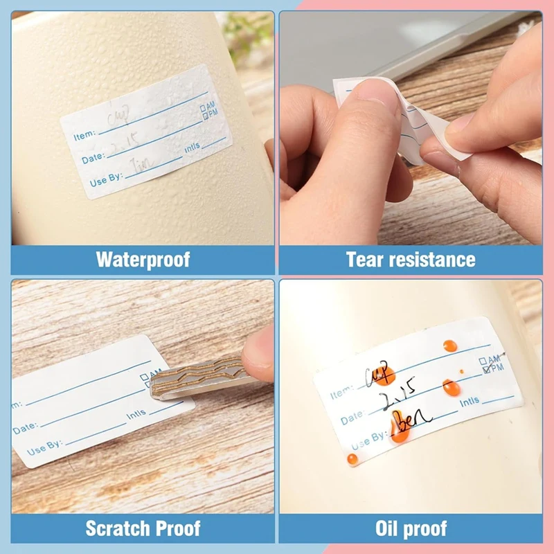4 لفات 2000 قطعة من ملصقات الفريزر القابلة للإزالة، 1 × 2 بوصة ملصقات تاريخ الطعام ملصقات تاريخ الطعام ملصقات طعام الثلاجة
