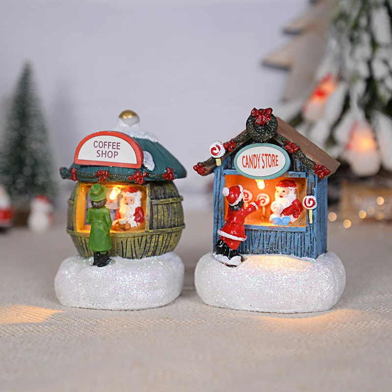 

Christmas LED Glowing House Xmas Ornament Winter Scene For Home Desktop Festival Candy Store Christmas Holiday Kids Gift Decor