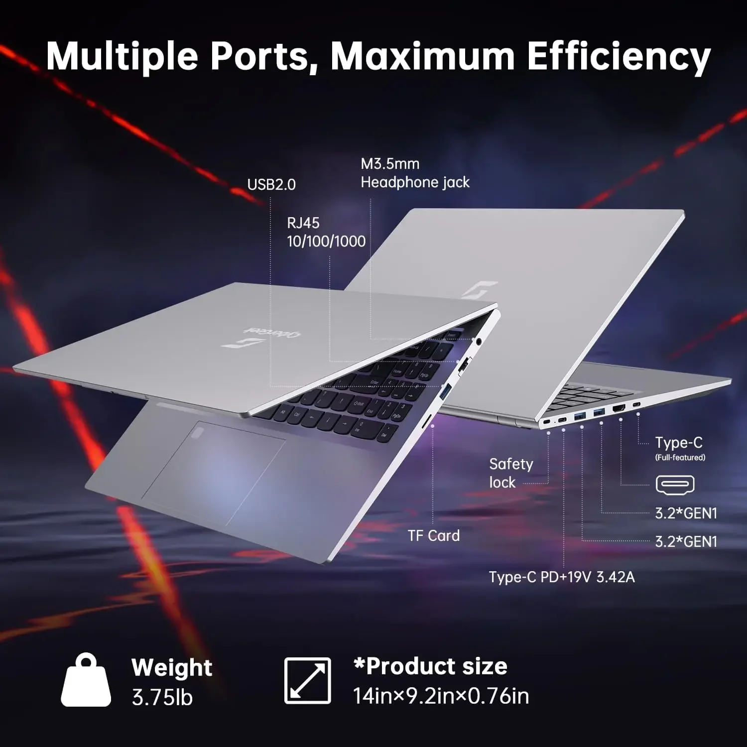 كمبيوتر محمول FHD IPS مقاس 15.6 بوصة، 8 Core Intel i5-12450H (Beat i7-10750H)، وذاكرة وصول عشوائي 16 جيجابايت و1 تيرابايت PCIe SSD، ولوحة لمس للكمبيوتر المحمول، وقارئ TF، Win 11