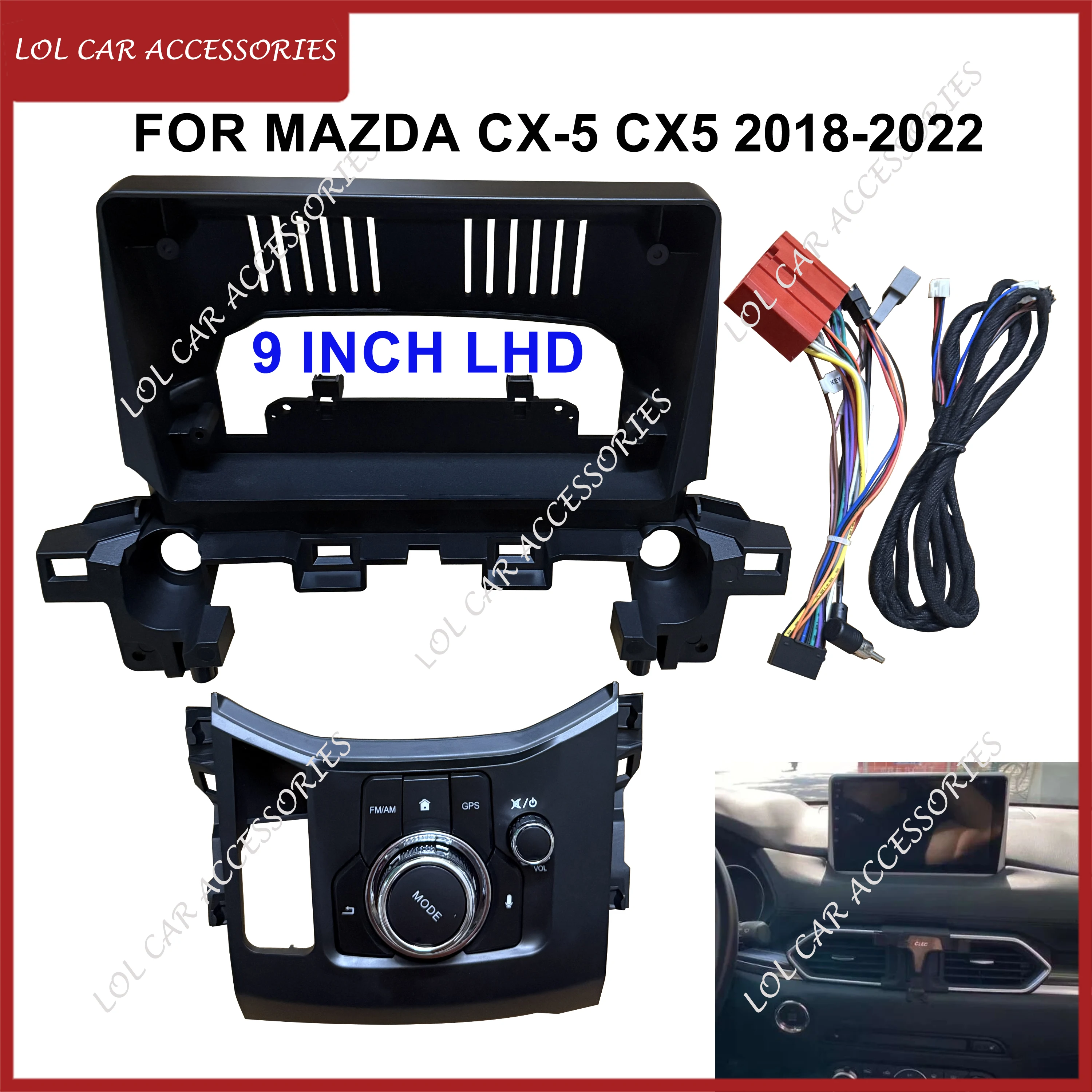 9 Inch For Mazda CX-5 CX5 2018-2022 With Mouse LHD Car Radio Fascia Frame Android GPS MP5 Player Stereo 2 Din Head Unit Cover