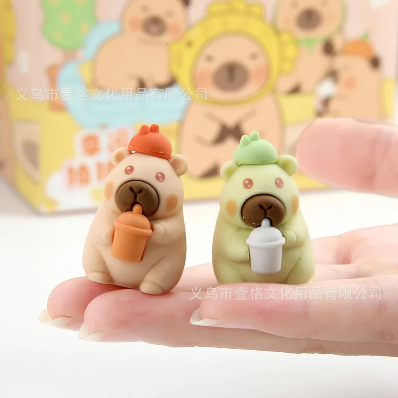 

4PCS Cute Capybara 3D Erasers Funny Cartoon Creative Animal Erasers Stationary Gifts Mini School Office Supplies for school