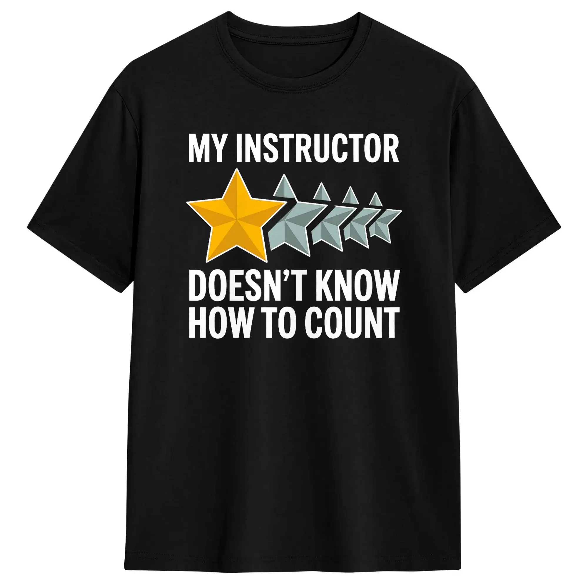 T-shirt drôle « Mon instructeur ne sait pas compter 1 étoile » – T-shirts d'été tendance en coton confortable et coupe oversize