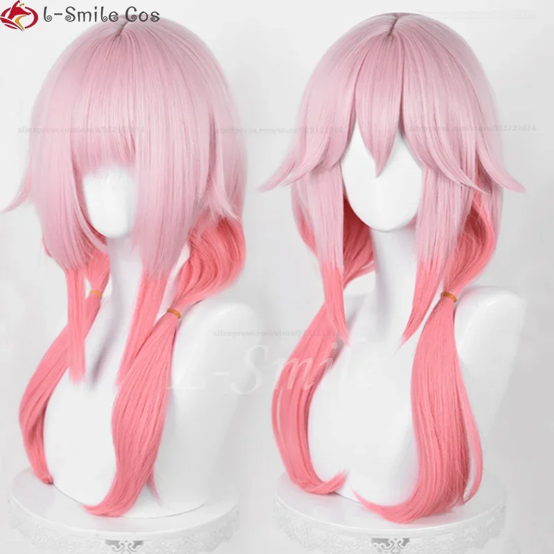 Yuzuriha Inori Cosplay Wig 60cm Pink Gradient Wigs Yuzuriha Inori Anime Cosplay Wig  Heat Resistant Synthetic Hair + Wig Cap