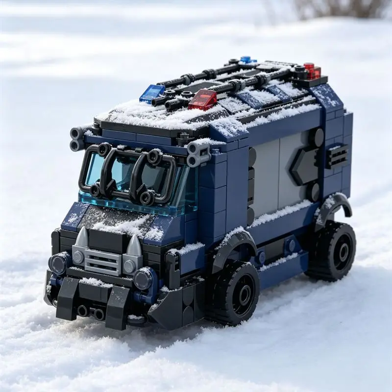 Old Institution Truck MOC Bricks Horror Movie Vehicle Weathered Grille Model DIY Brick Kit Desktop Scene Ornament