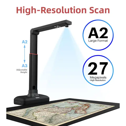 VIISAN S21 CaptureA2 27MP High Resolution HD Camera Book Document Scanner  Auto Flatte Height  Multi Language OCR  Windows Macos