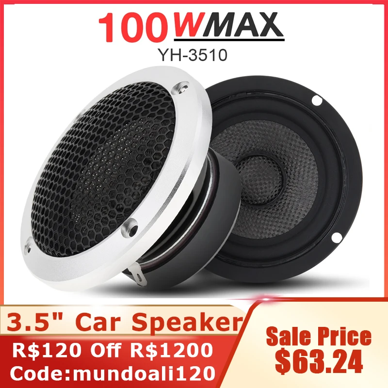 

2pcs universal 3.5 Inch Tweeter Speaker Midrange Audio Sound Speaker Three Frequency Modified Loudspeaker DIY Speaker for Cars