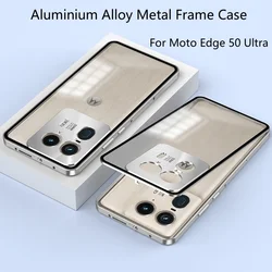 Alloy Metal Lens Protection Case For Motorola Edge 50 Ultra X50 Ultra Transparent Tempered Glass Hard Shockproof Cover Bumper