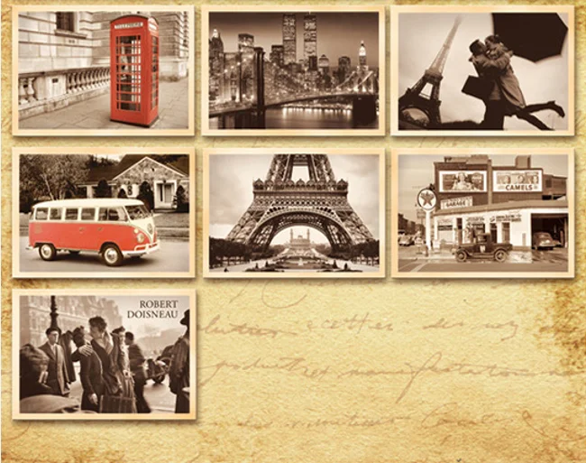 32pcs/Box Classic Famous Buildings Photos Retro Style Postcards Set Greeting Card Wish Card Wall stickers Card Gift Post card