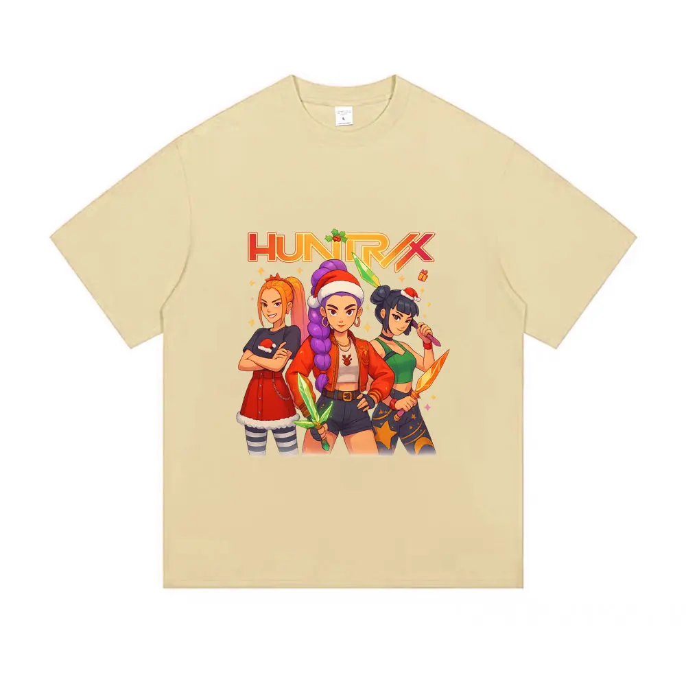 فيلم Kpop شيطان الصيادين رومي ميرا زوي تي شيرت الرجال النساء عيد الميلاد نمط الشارع الشهير للجنسين موضة عادية القطن قصير الأكمام