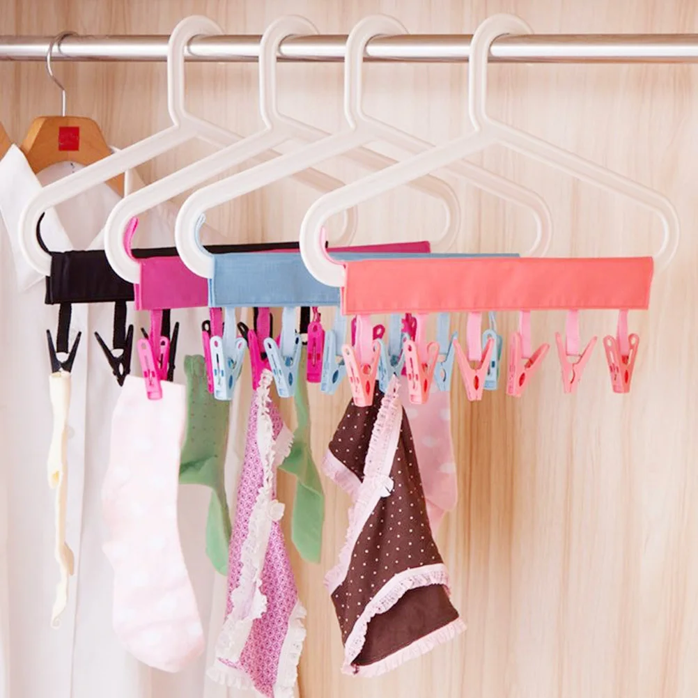 

Folding Cloth Hanger Rack Portable Blue with 6 Clips Adjustable Design for Bathroom Travel Laundry Drying Cloth Hangers