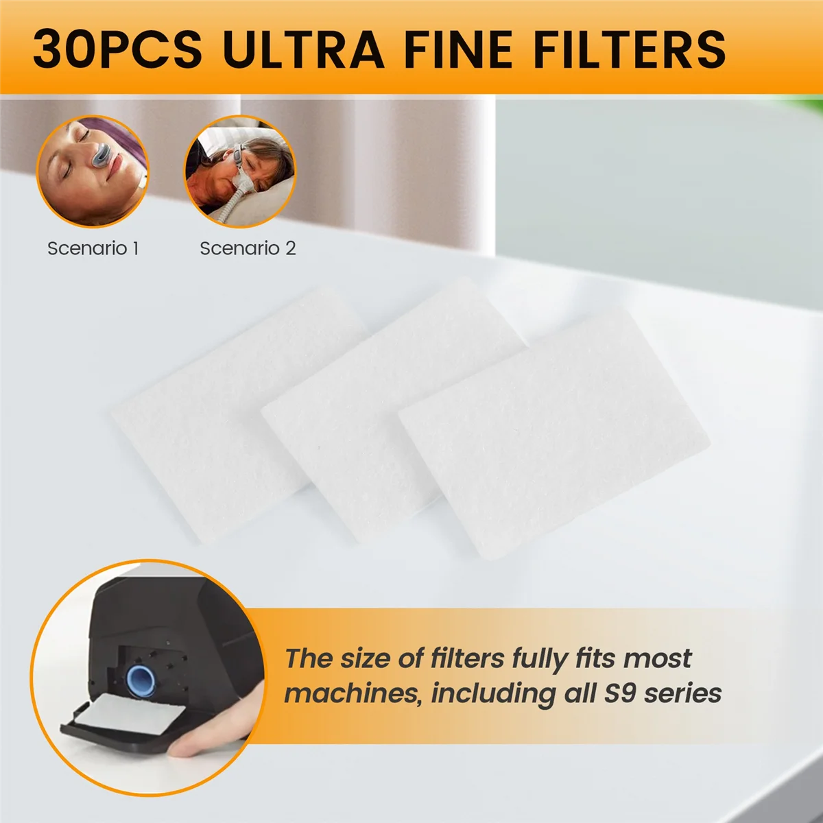 30 filtros de aire CPAP HEPA, filtros de ventilador de repuesto desechables, toallitas para máscara CPAP para