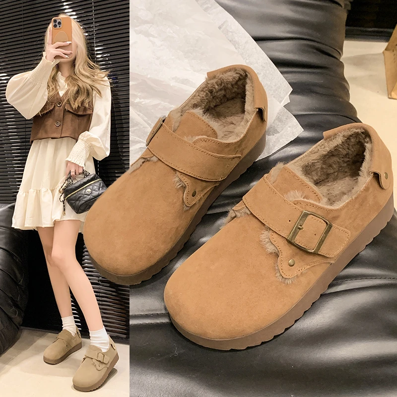 Moccasin Shoes Slip-on Autumn Loafers Fur Soft Female Footwear Moccasins Slip On Fall Winter New Dress Flat Soft Shoes Woman Fla