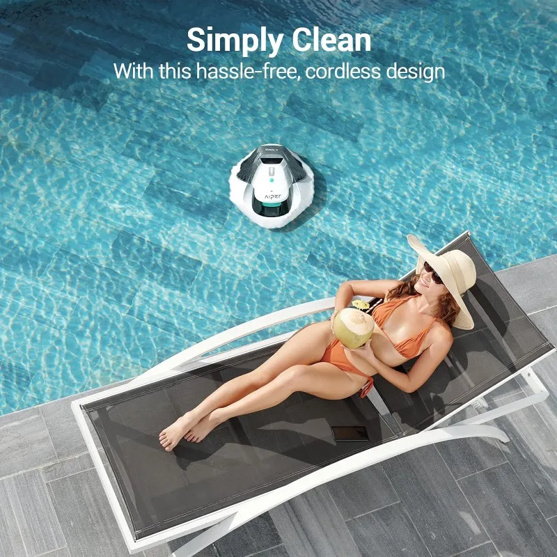 AIPER-Limpador de Piscina Robótico Sem Fio, Aspirador de Piscina com Motores Dual-Drive, Leve, Tecnologia Self-Parking, Perfeito para Acima