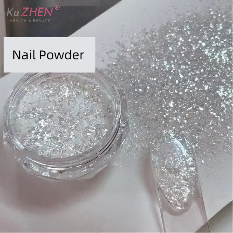 High-Quality Snow Powder Ultra-Thin Nail Flakes Fine Shimmer Opal Glitter Material Transparent Silver Nail Art Decorations