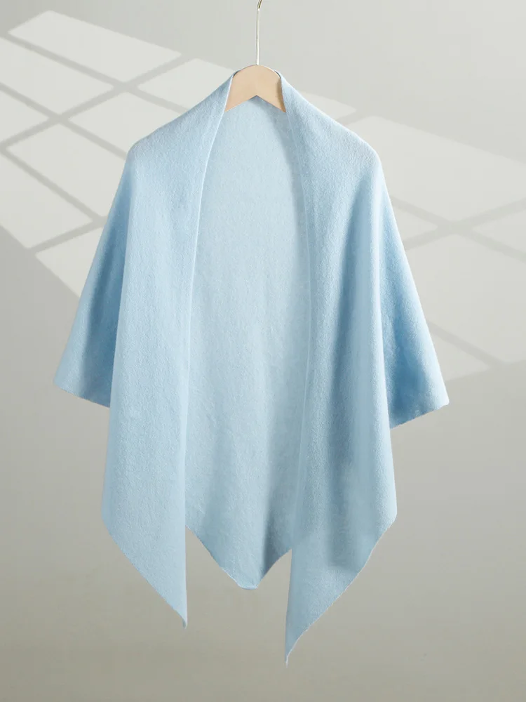 

Women's Pure Color Woolen Scarf Shawl Two-In-One Loose Knitted Cardigan Coat Air Conditioned Room Multi-Functional