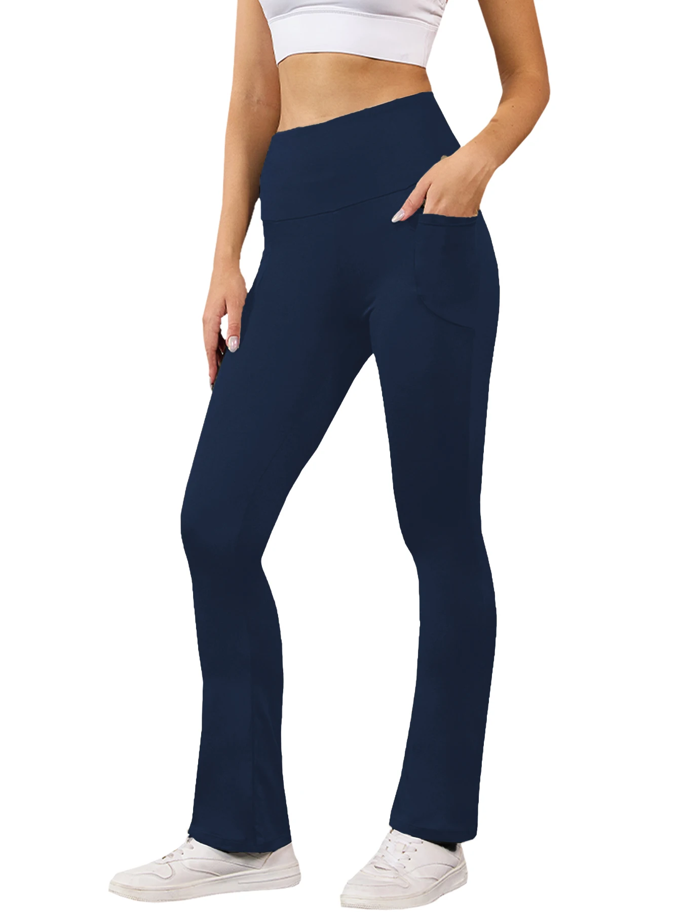 

Women's Super Soft Flare Pants with Pockets High Waisted Tummy Control Workout Yoga Push Up Gym Fitness Leggings Bell Bottoms