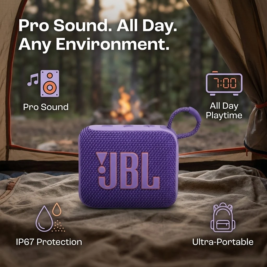 

Портативная Bluetooth-колонка JBL Go 4, миниатюрная беспроводная акустическая система с защитой от воды IP67, сабвуфер для активного отдыха, походов, кемпинга, путешествий и вечеринок