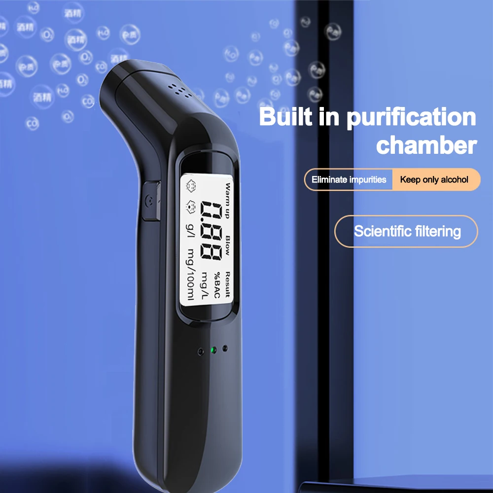 

Цифровой тестер алкоголя с ЖК-дисплеем, профессиональный детектор алкоголя, перезаряжаемый алкотестер, альготестер, тест на вождение в питьемом воздухе