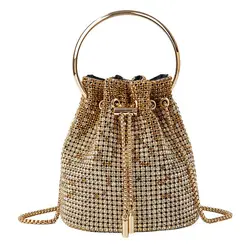 Diamond Bucket Bag for Women 2024 New Rhinestones Bling Shoulder Bags fashionTote Handbag Luxury Design Purse Crossbody Bag