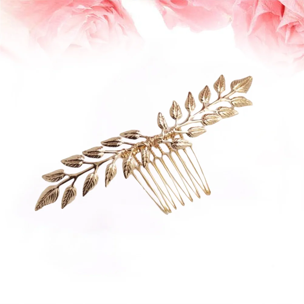 2 قطعة مشط شعر الزفاف الذهبي فروع الصفصاف خمر ورقة إدراج مشط غطاء الرأس الزفاف للنساء حفلة خطوبة الذكرى #1