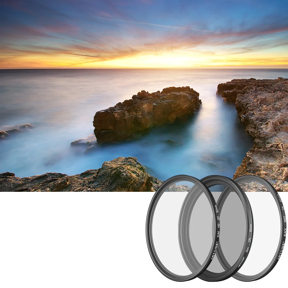 ARTCISE UV CPL Black Diffusion Camera Len Filter Set 3 in 1 Kits 37 40.5 43 46 49 52 58 62 67 72 77 82mm for Cannon Nikon Sony