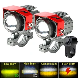 Additional LED Headlights For Motorcycle Lights 12-80V Long Range High/Low/Combo/Flash Beam Auxiliary Moto Spotlights Fog Lights