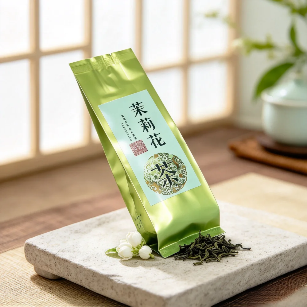 250g Chinese Handmade Jasmine Flower Tea Set Zipper Bags Thick Aluminum Foil Bag Recyclable Sealing Packing Bag Reusable