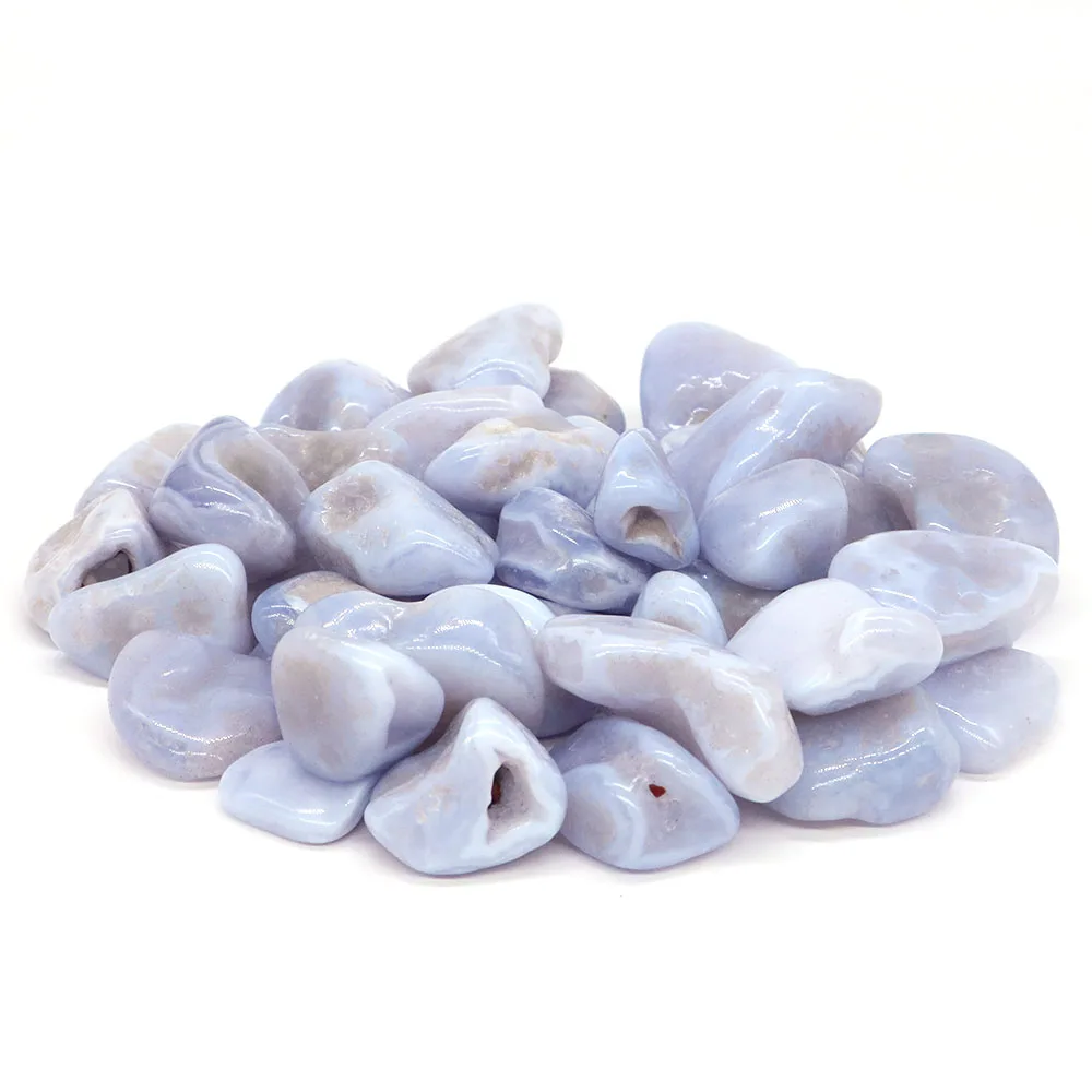 Natural Tumbled Stone Blue Chalcedony Reiki Healing Crystal Energy Ore Mineral Gemstone Specimen Home Garden Tank Aquarium Decor