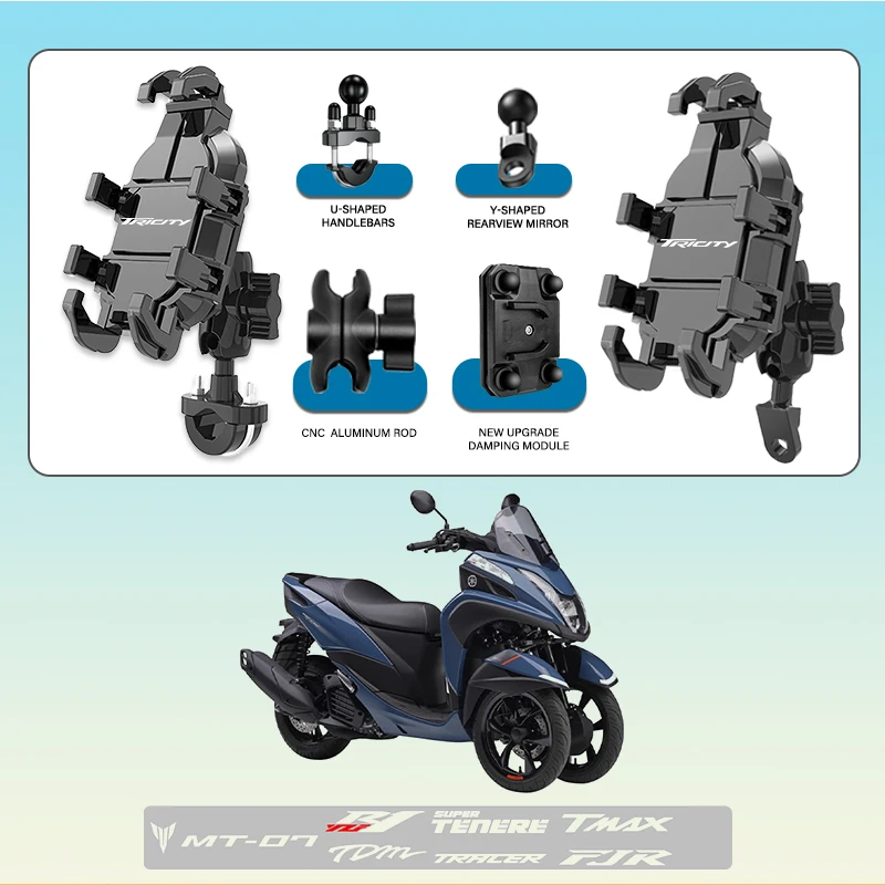 

For Yamaha Tricity300 Tricity Tricity125 Tricity155 300 Phone Mount Stand Motorcycle Holder 360° Rotatable ABS Adjustable