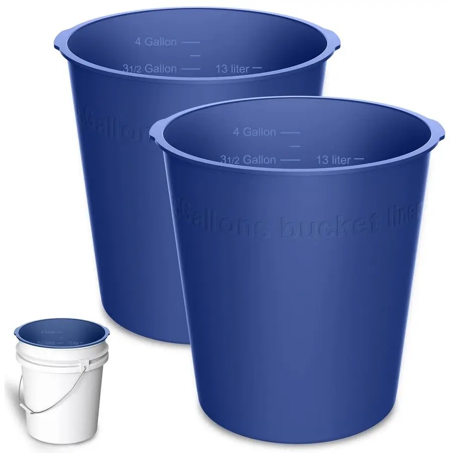 

5 Gallon Bucket Liner Reusable Rubber Bucket Liners for Concrete Mix and Thinset with Graduated Measurements 2PCSBlue