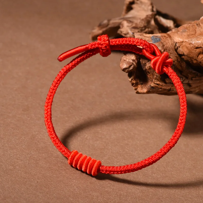 Hand Woven Eight Strands Red Rope Bracelet Semi-finished DIY Can Wear Transshipment Beads Pendant Jewelry Red DIY Accessory