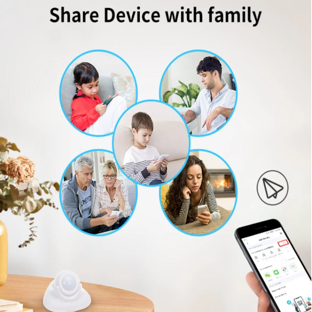 Matter Thread PIR Motion Sensor 110 Degree 6 M Type C USB AA Power Smart App Control Alerts For Home Alexas Assistants Tuyas