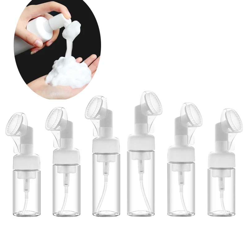 

10Pcs 100-250ml Empty Plastic Soap Foaming Bottles Travel Pump Containers w/ Silicone Foam Massage Brush For Body Wash Face Wash