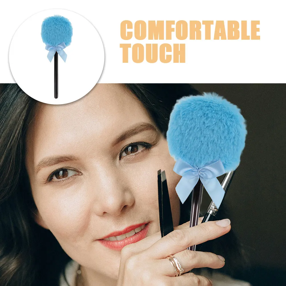 فرشاة بودرة ناعمة بمقبض طويل بتصميم المصاصة مثالية لتطبيق البودرة السائبة على الوجه والجسم سهلة الإمساك بتصميم الفراشة