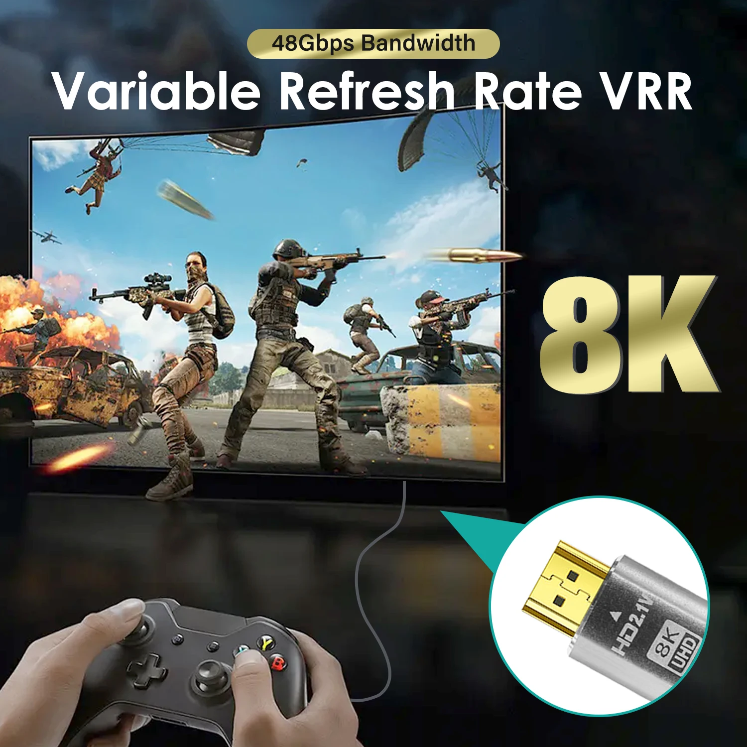 8K HDMI-Compatible 2.1 Cable High Speed 48Gbps Dynamic HDR 8K/60Hz 4K/120Hz UHD high definition video Cable for HDTV 1m 2m 3m 5m