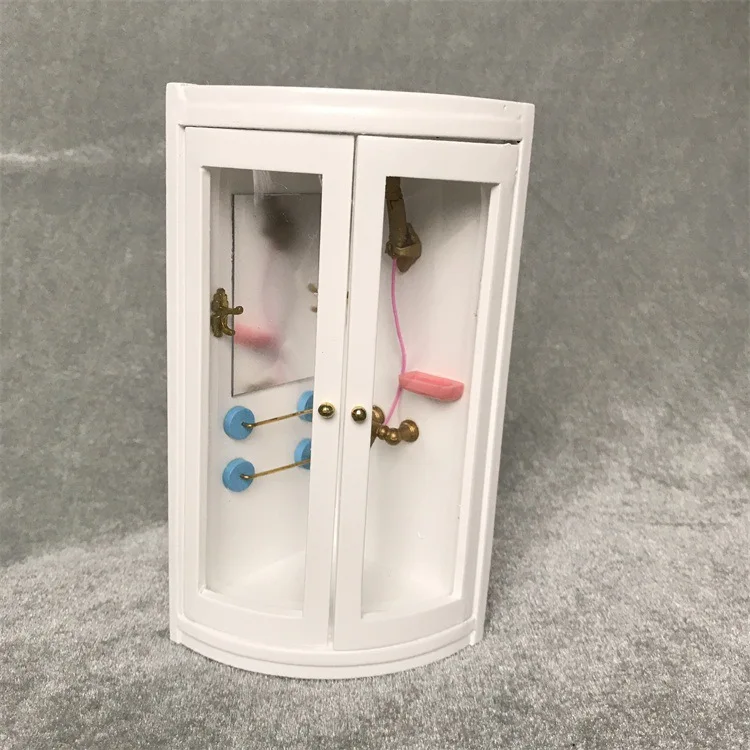 1:12 Scale Miniature Shower Room for Dollhouse, Bathroom Furniture Model Toy, DIY Dollhouse Bathroom Accessories Set