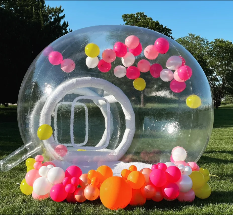 Transparentes aufblasbares Kristallkuppel-Blasenzelt, aufblasbares Blasenzelt mit Luftballons für den Außenbereich