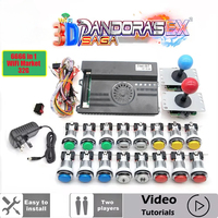 6666 IN 1 Pandora Box Saga EX 3D Copy SANWA Joystick 12V 28MM Chrome Silver LED Push Button Arcade Game Machine Home Cabinet