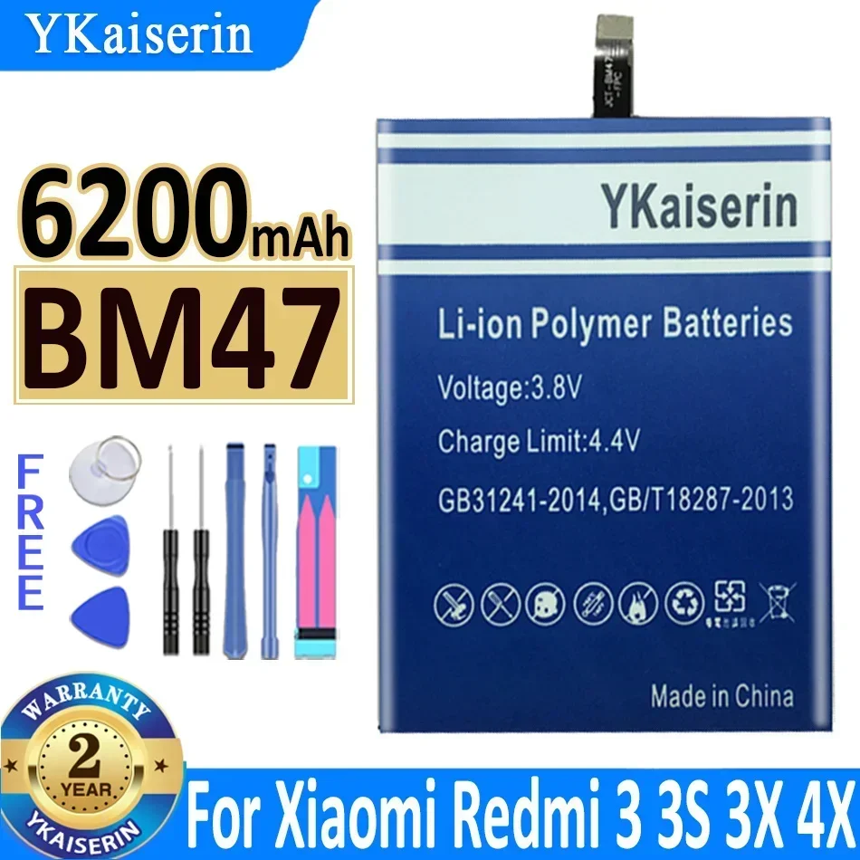 YKaiserin Battery BN43 BN41 BM46 BM31 BM32 BM35 BM22 BM36 BN31 BM39 BN36 BM47 BN34 For Redmi 3 3S 3X 4X 5A Note 3 4 4X Pro