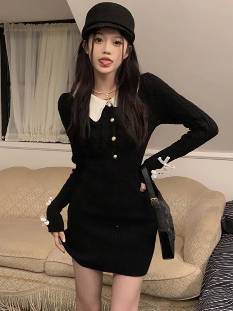 Suéter de punto con cuello de muñeca para mujer, estilo casual, con botones, suave, para invierno, tipo abrigo envolvente, talla M