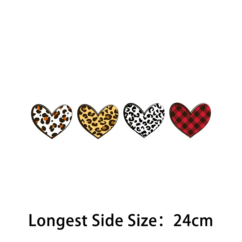 Cute Love Letter And Leopard Heart Heat Transfer Sticker Fashion Diyprint Iron-On Transfer For T-Shirts Washable Applique Decor