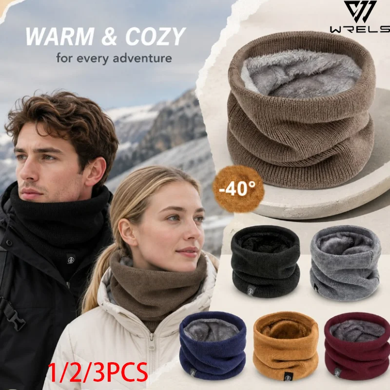 Thermal Knitted Neck Gaiter Unisex Soft Plush Warm Scarf Skating Running Scarf Winter Windproof Skiing Cycling Face Cover