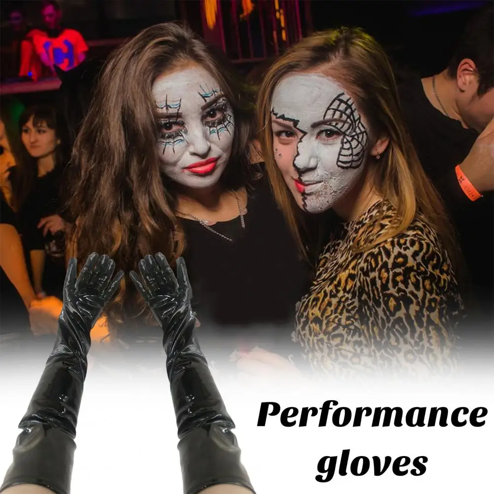 Solid Color Gloves Faux Leather Gloves Performance Pole Dancing Gloves Smooth Faux Leather Full Fingers Anti-slip for Women