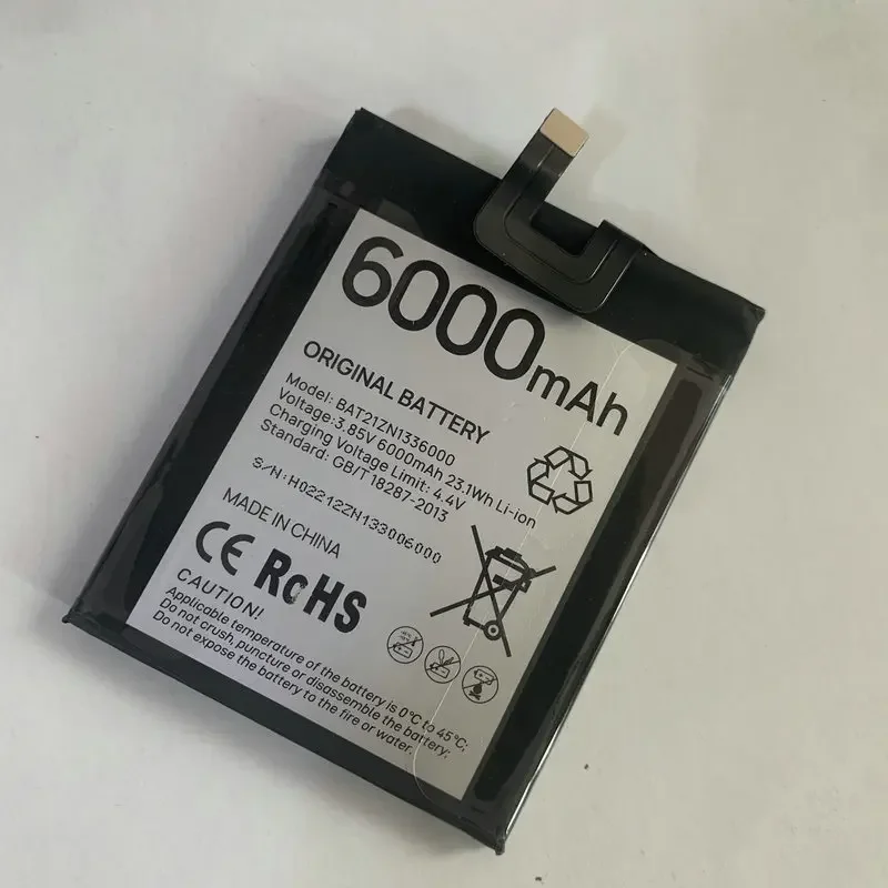 Battery for Doogee V20 Original Li-Ion Rechargeable Bateria 6000mAh BAT21ZN1336000 Mobile Phone Accessories