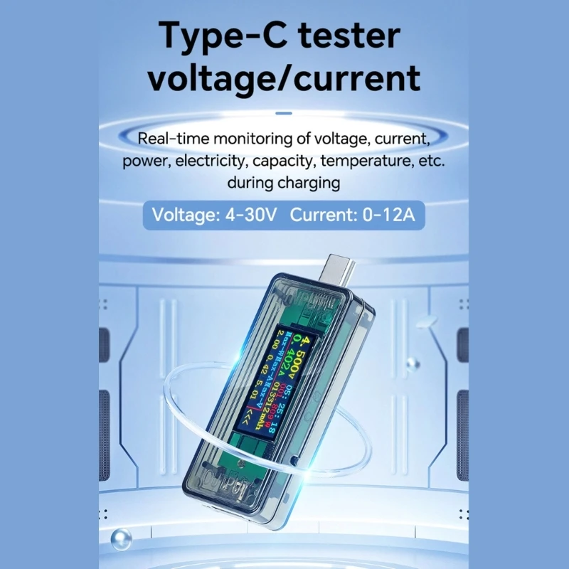  Clear Shell USB C Power Analyzers with Value Recording and 3 Decimal Precisions Suitable for Device Diagnostics