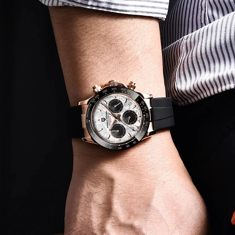PD-1644 OS20 PAGANI DESIGN Mens Chronograph Quartz Watch, 40MM Case Tachymeter Bezel Stainless Steel Male Wristwatch