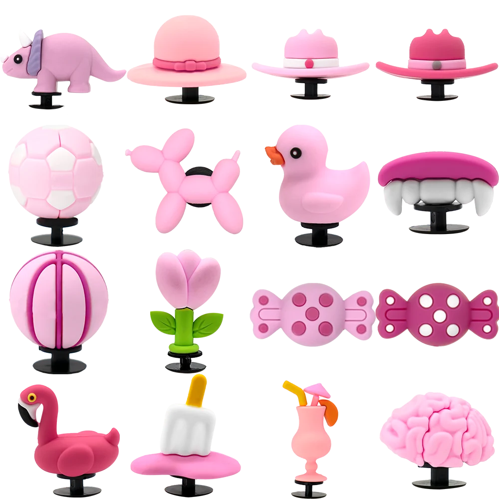 1PCS Pink 3D Shoe Decorations Pink Balloon Dog Duck Football Hat Shoe Charms Accessories Pins for Women Men Clogs Sandal Buckle