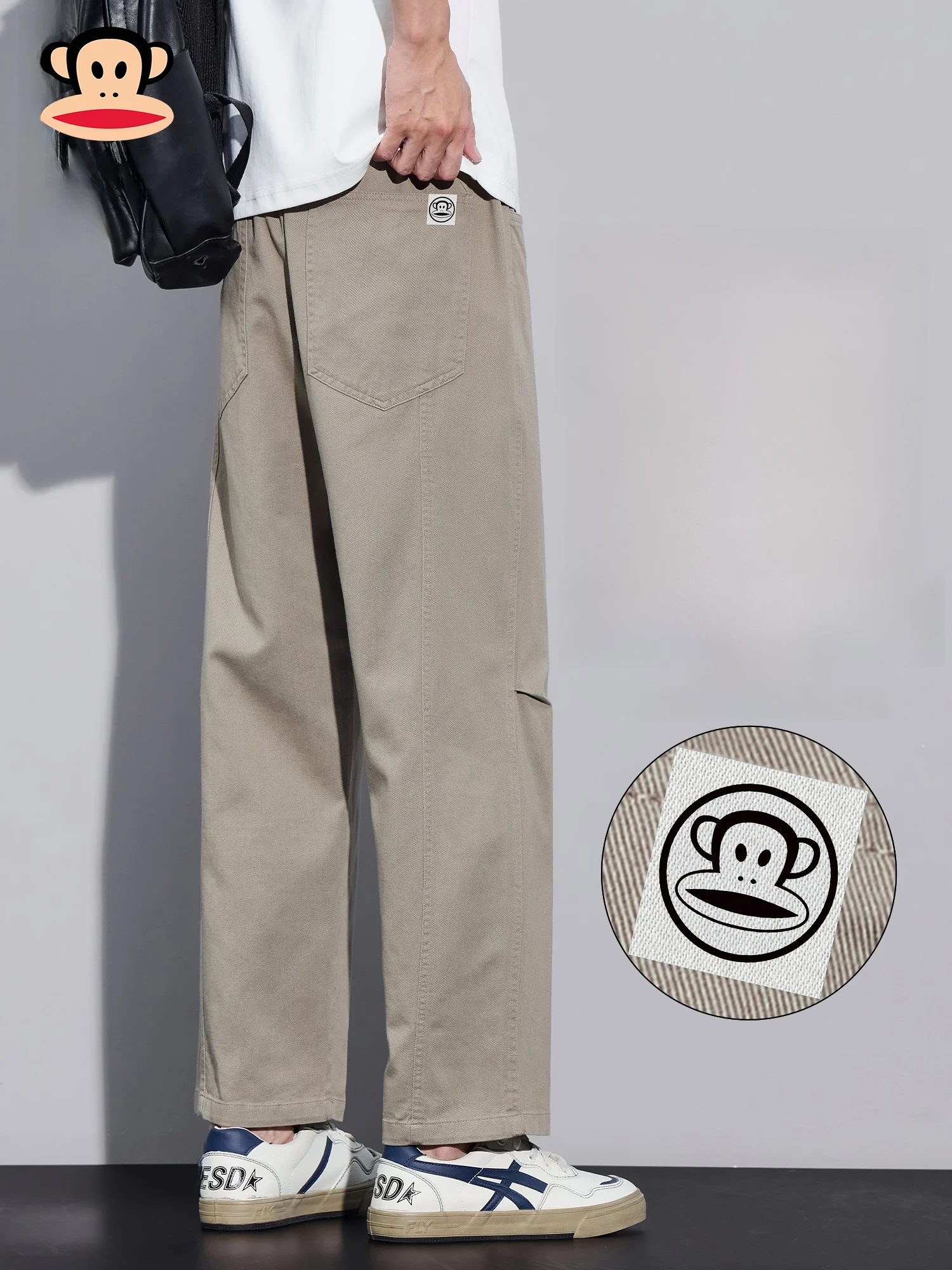 

PaulFrank American Casual Brand Men's Summer Cotton Loose Straight Leg Nine Points Pants Breathable Comfortable Straight Pants